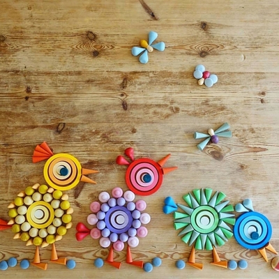 Piezas flojas Montessori colorido del arco iris de madera para el bebé preescolar