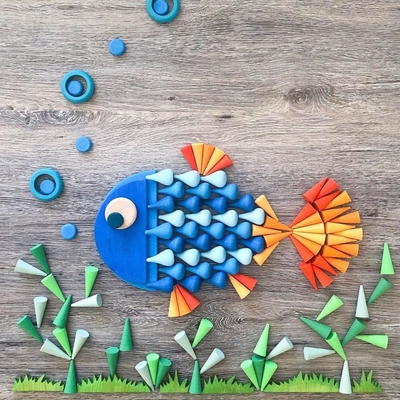 Piezas flojas Montessori colorido del arco iris de madera para el bebé preescolar