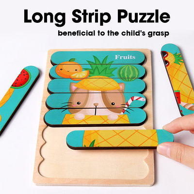 La tira echada a un lado doble 3D desconcierta los juguetes de Toy Wooden Montessori Materials Educational del bebé para los ladrillos grandes de los niños que los niños aprenden
