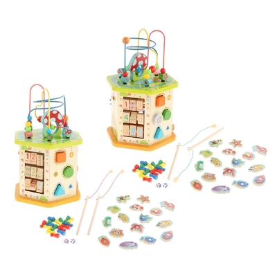Cubo de madera grande de la actividad de Montessori para el niño del bebé de los niños del Año Nuevo