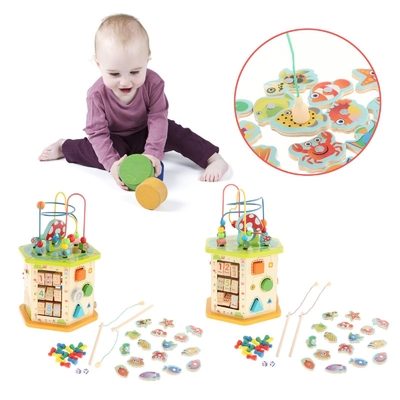 Cubo de madera grande de la actividad de Montessori para el niño del bebé de los niños del Año Nuevo