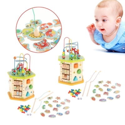 Cubo de madera grande de la actividad de Montessori para el niño del bebé de los niños del Año Nuevo