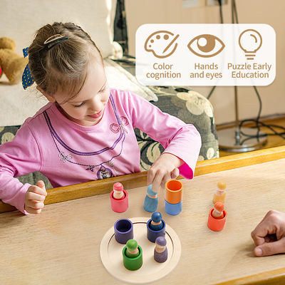 Bloque de madera educativo del arco iris de Montessori que cuenta a niños del rompecabezas del juego