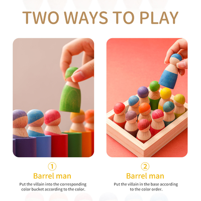 Bloque de madera educativo del arco iris de Montessori que cuenta a niños del rompecabezas del juego