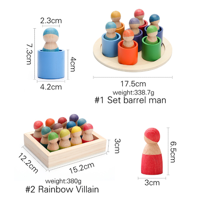 Bloque de madera educativo del arco iris de Montessori que cuenta a niños del rompecabezas del juego