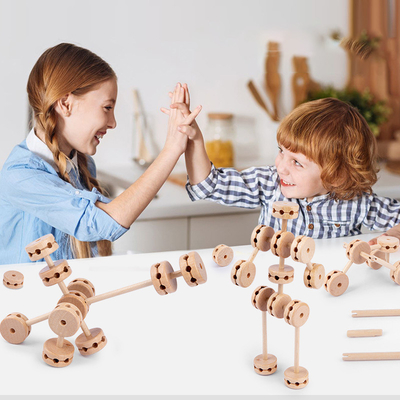 unidades de creación de madera Toy Creative DIY del fuerte de la construcción 3D para los niños