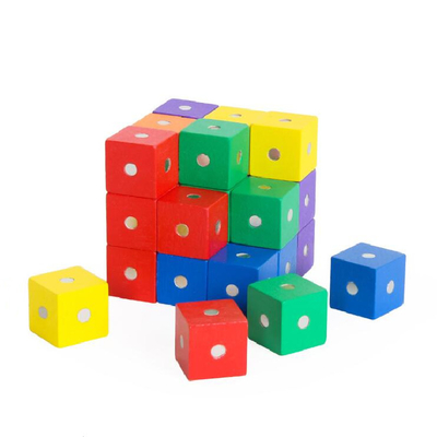 Bloques magnéticos 10pc los 2X2X2cm del arco iris cuadrado educativo del cubo de madera