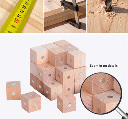 Bloques magnéticos 10pc los 2X2X2cm del arco iris cuadrado educativo del cubo de madera