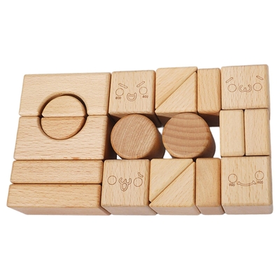 Bloque de amontonamiento de madera sólido Toy Shape Cognition DIY para los niños de los niños
