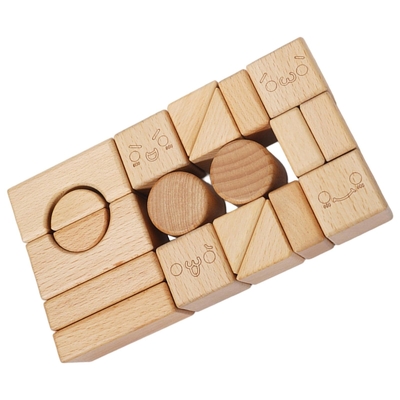 Bloque de amontonamiento de madera sólido Toy Shape Cognition DIY para los niños de los niños