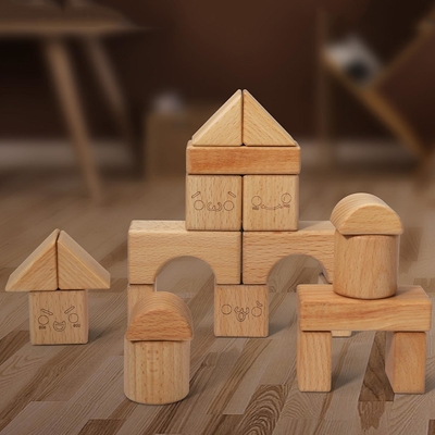 Bloque de amontonamiento de madera sólido Toy Shape Cognition DIY para los niños de los niños