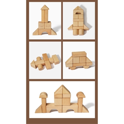 Bloque de amontonamiento de madera sólido Toy Shape Cognition DIY para los niños de los niños
