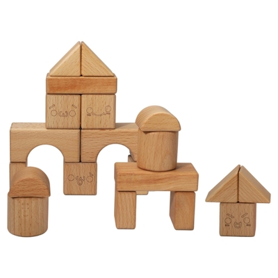Bloque de amontonamiento de madera sólido Toy Shape Cognition DIY para los niños de los niños