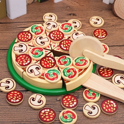64 PC fingen la pizza de madera Toy For Children Food Cooking del juego
