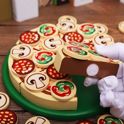 64 PC fingen la pizza de madera Toy For Children Food Cooking del juego