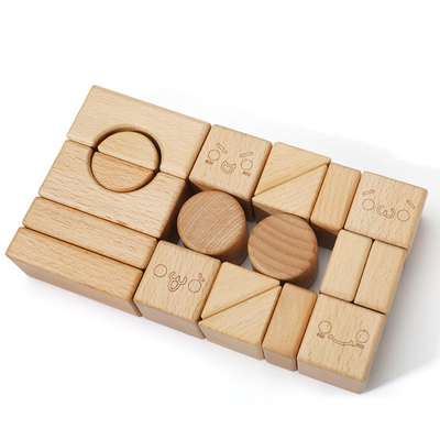 juguetes de madera Montessori natural de los bloques de Burlywood de la haya 20pcs que aprende la educación