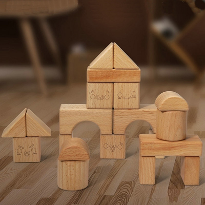juguetes de madera Montessori natural de los bloques de Burlywood de la haya 20pcs que aprende la educación