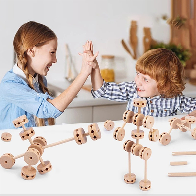 el fuerte Buliding de madera de la construcción 3D bloquea Diy para montar a Montessori educativo