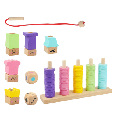 1 juguete interactivo de la pila del sistema del círculo del juego de los niños de madera del rompecabezas