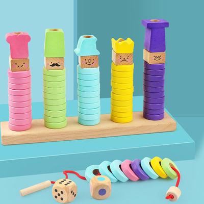 1 juguete interactivo de la pila del sistema del círculo del juego de los niños de madera del rompecabezas