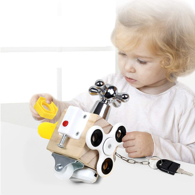 Montessori de madera juega el cubo ocupado para los niños viaja educativo