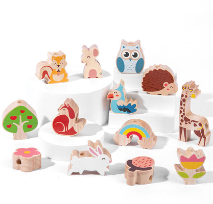 Equilibrio animal de madera que apila el árbol natural Toy For Preschool del juego