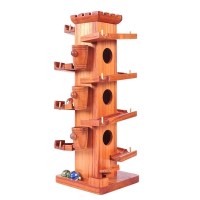 Construcción de madera de las torres del funcionamiento de mármol divertido de la bola educativa para los niños