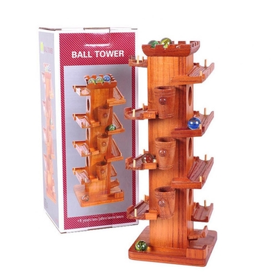 Construcción de madera de las torres del funcionamiento de mármol divertido de la bola educativa para los niños