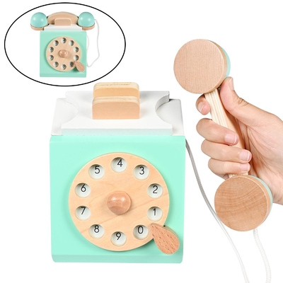 Teléfono retro Playset Toy For Children educativo de madera de la simulación