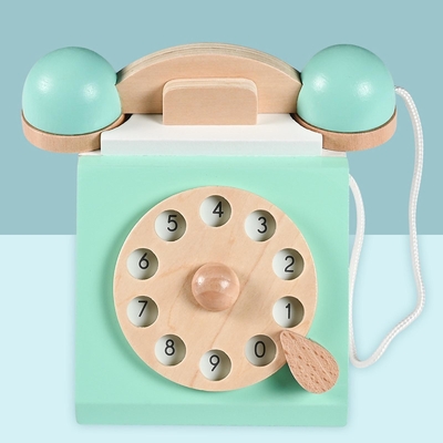 Teléfono retro Playset Toy For Children educativo de madera de la simulación