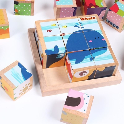 cubos exagonales educativos de las unidades de creación de madera 3D para los niños