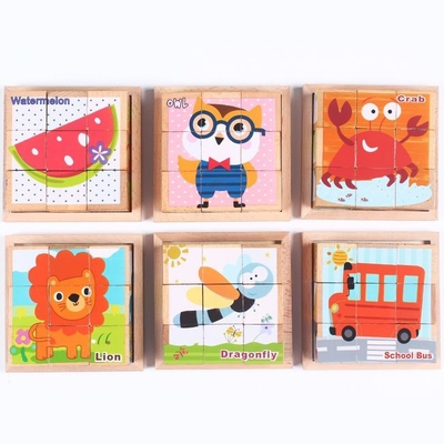 cubos exagonales educativos de las unidades de creación de madera 3D para los niños