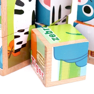 cubos exagonales educativos de las unidades de creación de madera 3D para los niños