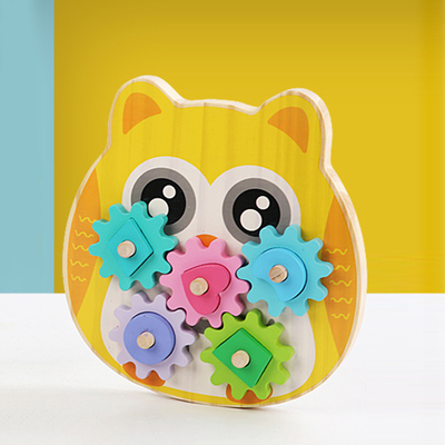 Diseño animal de Owl Gear Block Wood Creative del elefante inteligente