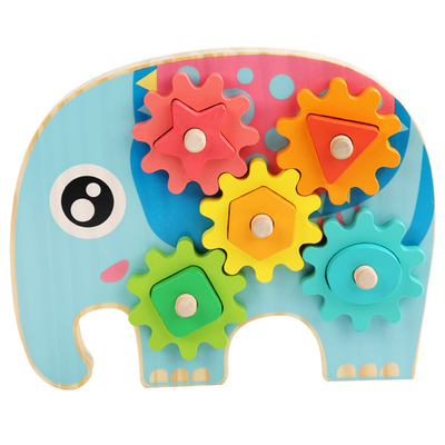 Diseño animal de Owl Gear Block Wood Creative del elefante inteligente