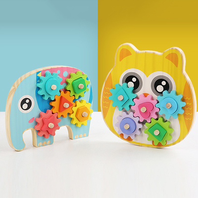Diseño animal de Owl Gear Block Wood Creative del elefante inteligente