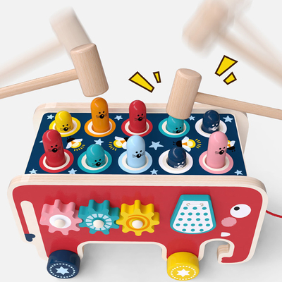 El martillo de madera de 2 mazos juega a las muchachas de Burr Free For Toddler Boys