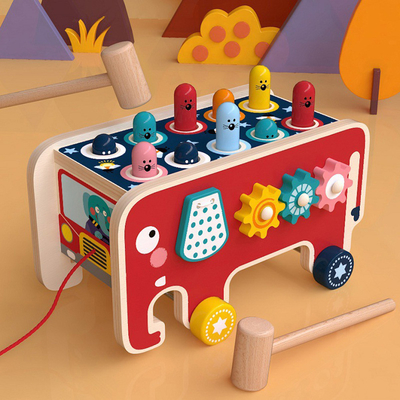 El martillo de madera de 2 mazos juega a las muchachas de Burr Free For Toddler Boys