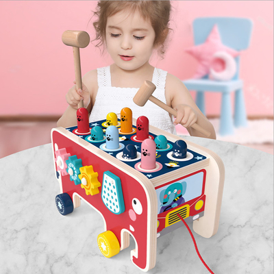 El martillo de madera de 2 mazos juega a las muchachas de Burr Free For Toddler Boys