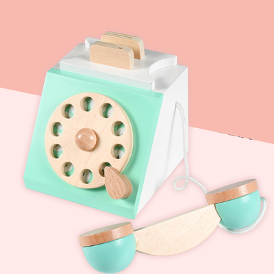 La madera inacabada del teléfono del dial hace Edcuation a mano temprano interactivo para los niños