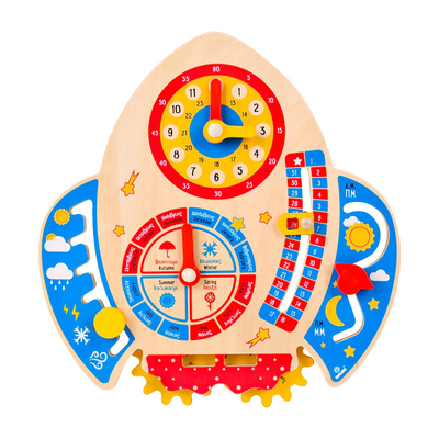 Niños de madera de Rocket Clock Calendar Montessori For de la historieta