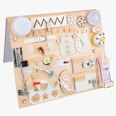 Juguetes de madera DIY del tablero ocupado hecho a mano educativo temprano de Montessori para los niños