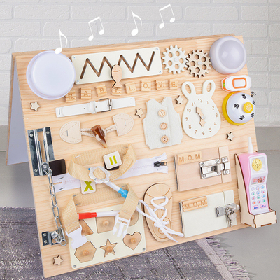 Juguetes de madera DIY del tablero ocupado hecho a mano educativo temprano de Montessori para los niños
