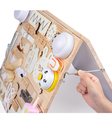 Juguetes de madera DIY del tablero ocupado hecho a mano educativo temprano de Montessori para los niños