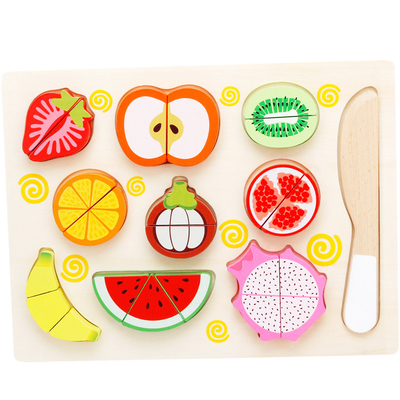 Corte de madera de la fruta de las verduras de los juguetes de la cocina fijado para los niños