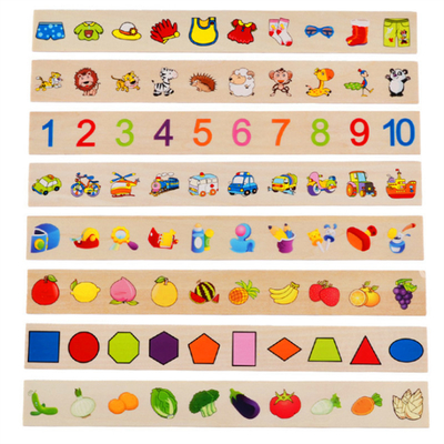 El bebé de madera de Montessori juega la clasificación matemática del conocimiento