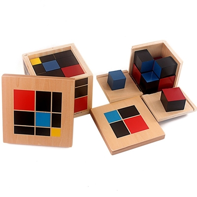 Juguetes de madera del cubo trinomial binomial algebraico aritmético del cubo de Montessori