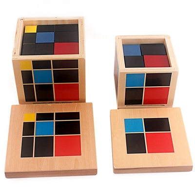 Juguetes de madera del cubo trinomial binomial algebraico aritmético del cubo de Montessori