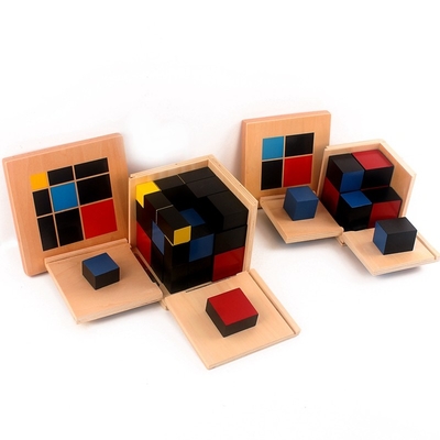 Juguetes de madera del cubo trinomial binomial algebraico aritmético del cubo de Montessori