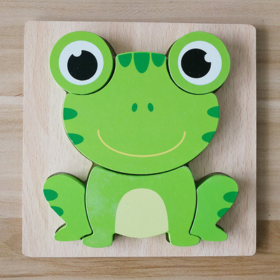Educación temprana de la historieta de los niños animales de madera del rompecabezas 3D cognoscitiva